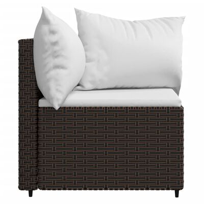 vidaXL 3-tlg. Garten-Lounge-Set mit Kissen Braun Poly Rattan