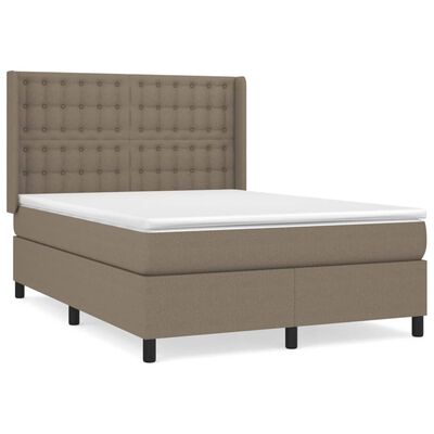 vidaXL Boxspringbett mit Matratze Taupe 140x190 cm Stoff