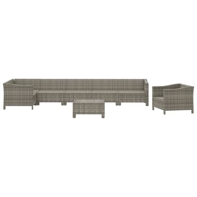 vidaXL 8-tlg. Garten-Lounge-Set mit Kissen Grau Poly Rattan