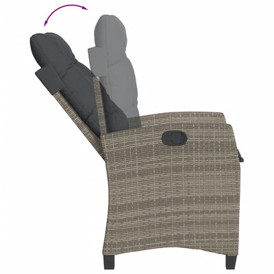 vidaXL 3-tlg. Garten-Essgruppe mit Kissen Grau Poly Rattan