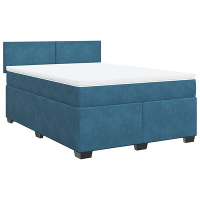 vidaXL Boxspringbett mit Matratze Blau 160x200 cm Samt