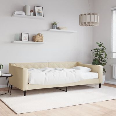 vidaXL Tagesbett mit Matratze Creme 100x200 cm Stoff