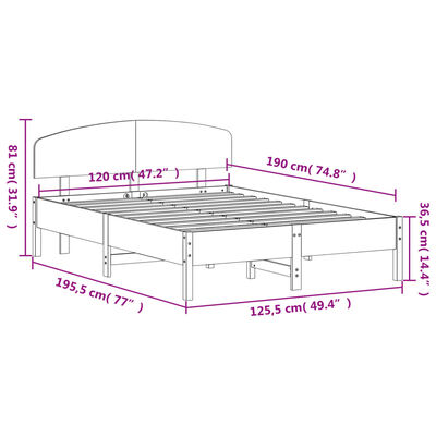 vidaXL Massivholzbett ohne Matratze Weiß 120x190 cm Kiefernholz