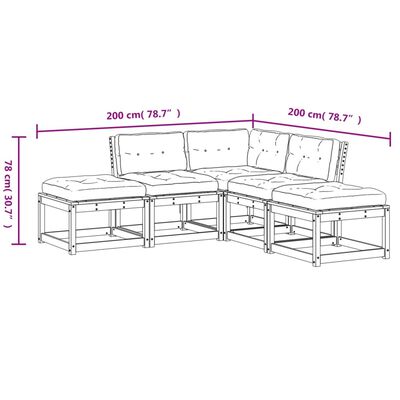 vidaXL 5-tlg. Garten-Sofagarnitur mit Kissen Kiefernholz Imprägniert