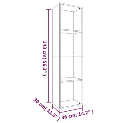 vidaXL Bücherschrank/TV-Schrank Räuchereiche 36x30x143cm Holzwerkstoff