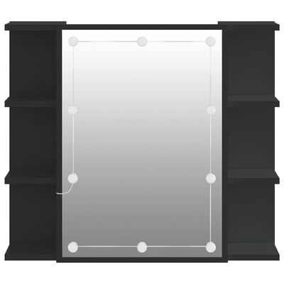 vidaXL Spiegelschrank mit LED Schwarz 70x16,5x60 cm