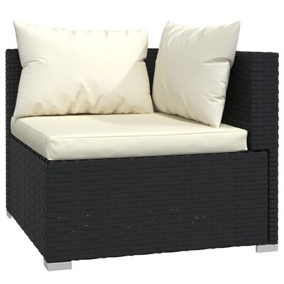 vidaXL 13-tlg. Garten-Lounge-Set mit Kissen Schwarz Poly Rattan