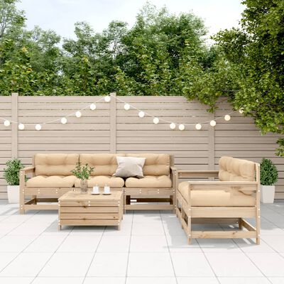 vidaXL 6-tlg. Garten-Lounge-Set mit Kissen Massivholz Kiefer