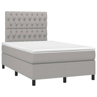 vidaXL Boxspringbett mit Matratze Hellgrau 120x200 cm Stoff