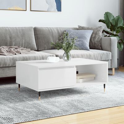 vidaXL Couchtisch Hochglanz-Weiß 90x60x35 cm Holzwerkstoff