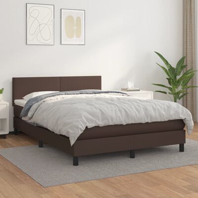 vidaXL Boxspringbett mit Matratze Braun 140x200 cm Kunstleder