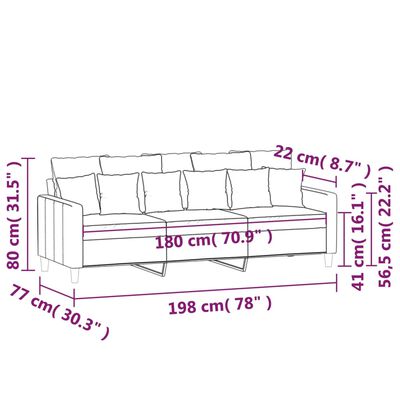 vidaXL 3-Sitzer-Sofa Blau 180 cm Samt