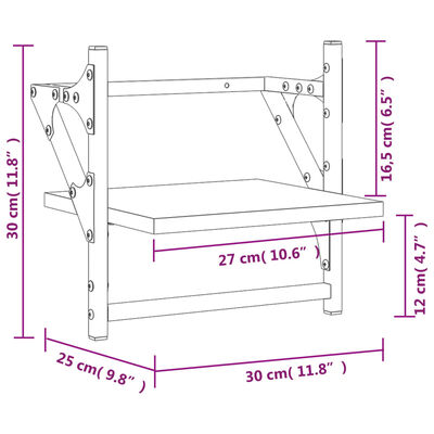 vidaXL Wandregale mit Stangen 2 Stk. Braun Eichen-Optik 30x25x30 cm