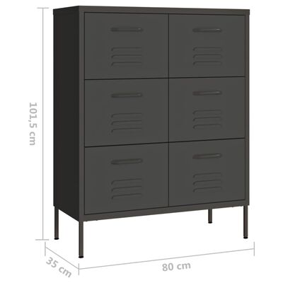 vidaXL Schubladenschrank Anthrazit 80x35x101,5 cm Stahl