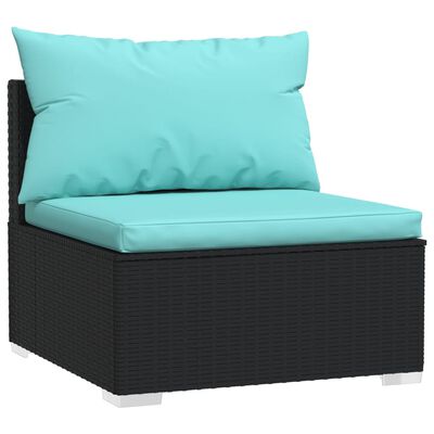 vidaXL 9-tlg. Garten-Lounge-Set mit Kissen Poly Rattan Schwarz