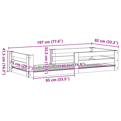 vidaXL Massivholzbett ohne Matratze Weiß 75x190 cm Kiefernholz