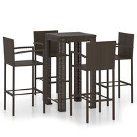 vidaXL 5-tlg. Garten-Bar-Set mit Armlehnen Poly Rattan Braun