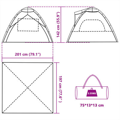 vidaXL Strandzelt 3 Personen Seegrün Quick Release Wasserdicht