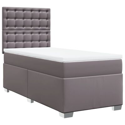 vidaXL Boxspringbett mit Matratze Grau 90x200 cm Kunstleder