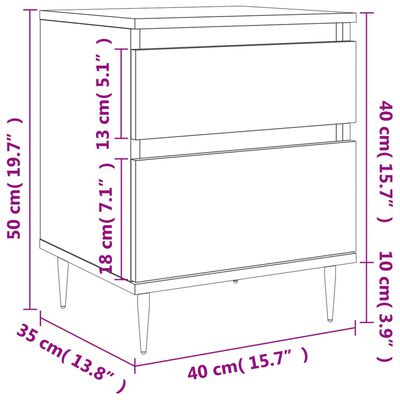 vidaXL Nachttische 2 Stk. Grau Sonoma 40x35x50 cm Holzwerkstoff