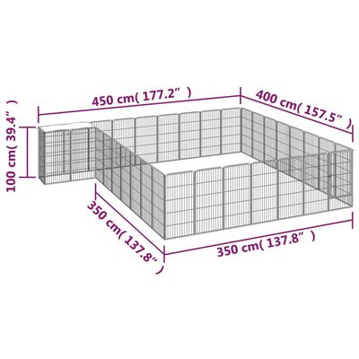 vidaXL 34-tlg. Hundelaufstall Schwarz 50x100cm Stahl Pulverbeschichtet