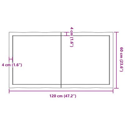 vidaXL Tischplatte 120x60x(2-4) cm Massivholz Unbehandelt Baumkante