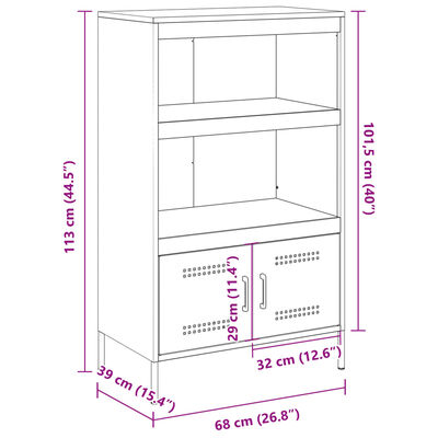 vidaXL Highboard Anthrazit 68x39x113 cm Stahl