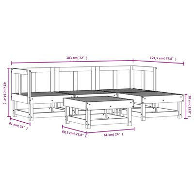 vidaXL 5-tlg. Garten-Lounge-Set Schwarz Massivholz Kiefer