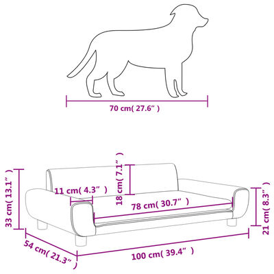 vidaXL Hundebett Creme 100x54x33 cm Samt