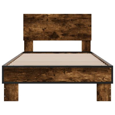 vidaXL Bettgestell Räuchereiche 100x200 cm Holzwerkstoff und Metall