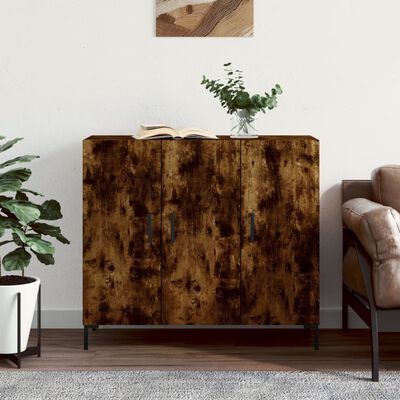 vidaXL Sideboard Räuchereiche 90x34x80 cm Holzwerkstoff