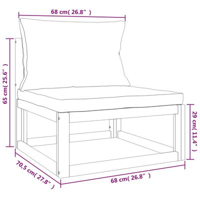 vidaXL 6-tlg. Garten-Lounge-Set mit Hellgrauen Kissen Massivholz