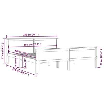 vidaXL Massivholzbett Kiefer 180x200 cm