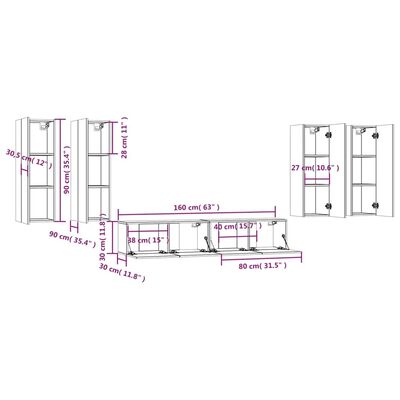 vidaXL 6-tlg. TV-Schrank-Set Sonoma-Eiche Holzwerkstoff