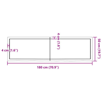 vidaXL Wandregal Dunkelbraun 180x50x(2-4)cm Massivholz Eiche Behandelt