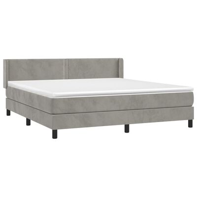 vidaXL Boxspringbett mit Matratze Hellgrau 180x200 cm Samt