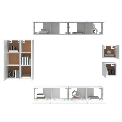 vidaXL 8-tlg. TV-Schrank-Set Weiß Holzwerkstoff