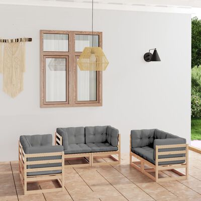 vidaXL 6-tlg. Garten-Lounge-Set mit Kissen Kiefer Massivholz