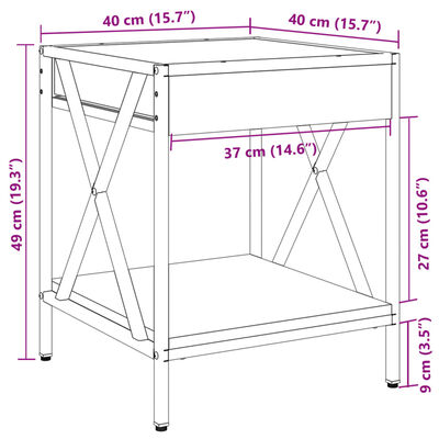 vidaXL Couchtisch mit Infinity-LED Braun Eichen-Optik 40x40x49 cm