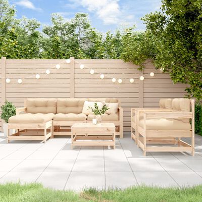 vidaXL 7-tlg. Garten-Lounge-Set mit Kissen Massivholz