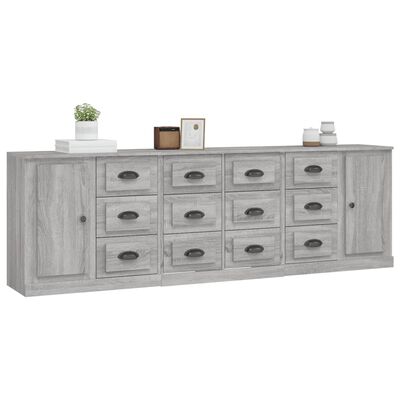 vidaXL Sideboards 3 Stk. Grau Sonoma Holzwerkstoff