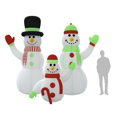 vidaXL Aufblasbare Schneemann-Familie mit LEDs 360 cm