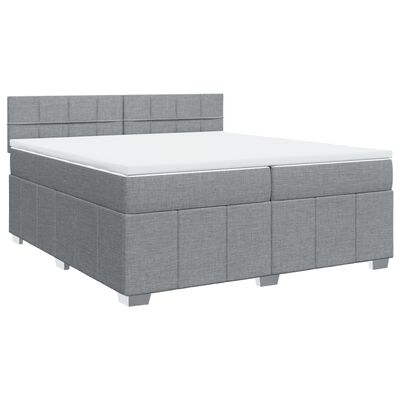 vidaXL Boxspringbett mit Matratze Hellgrau 200x200 cm Stoff