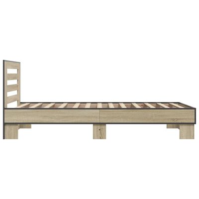 vidaXL Bettgestell Sonoma-Eiche 90x190 cm Holzwerkstoff und Metall