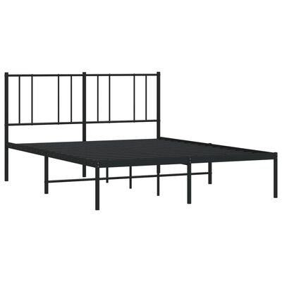 vidaXL Bettgestell mit Kopfteil Metall Schwarz 135x190 cm