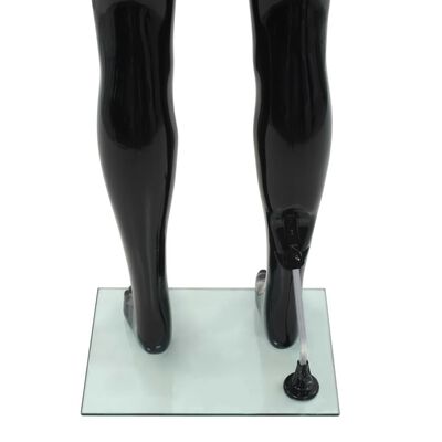 vidaXL Männliche Schaufensterpuppe mit Glassockel Schwarz 185 cm