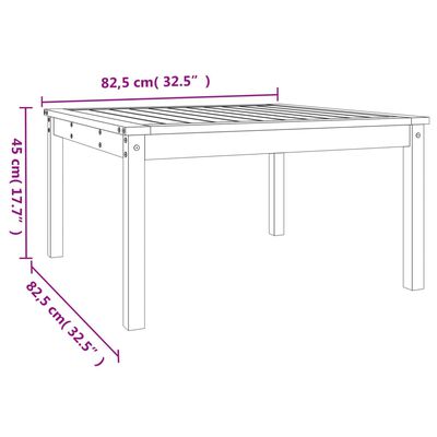 vidaXL Gartentisch Schwarz 82,5x82,5x45 cm Massivholz Kiefer