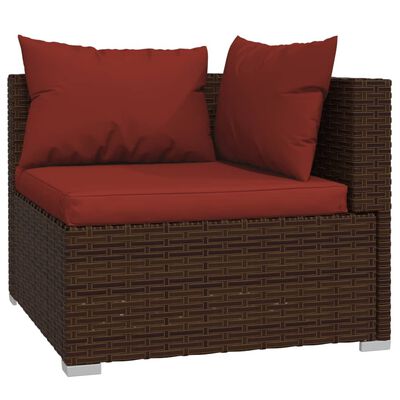 vidaXL 13-tlg. Garten-Lounge-Set mit Kissen Poly Rattan Braun