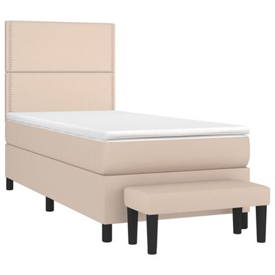 vidaXL Boxspringbett mit Matratze Cappuccino-Braun 80x200cm Kunstleder