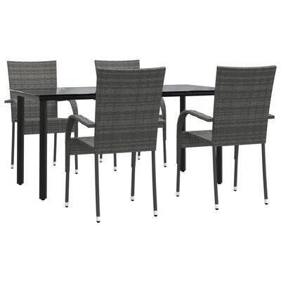 vidaXL 5-tlg. Garten-Essgruppe Grau Poly Rattan